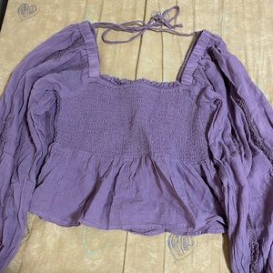 Purple cropped blouse long sleeve